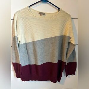 EVOLUTION BY CYRUS - Colorblock Sweater - Cream, Gray, and Burgundy